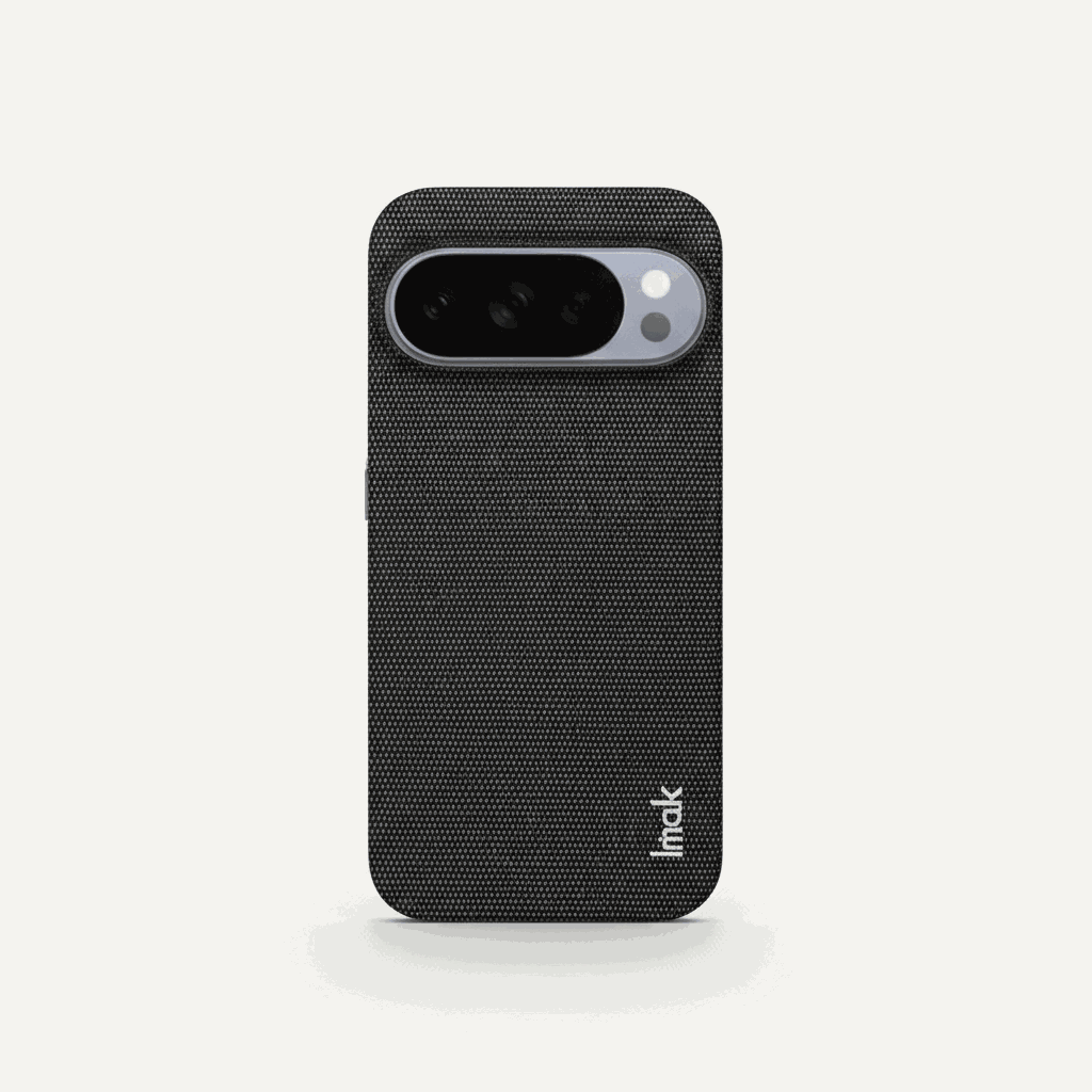 Google Pixel - Luxury Fabric case in black woven-texture material with a raised horizontal camera cutout and slim back panel