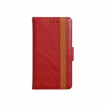 Google Pixel - Luxury Magnetic red leather-look flip wallet case with a tan perforated stripe and stitched edges