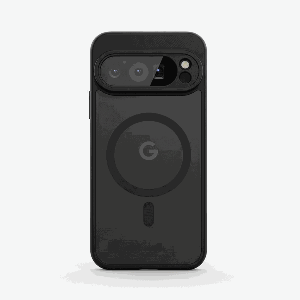 Google Pixel - Magnetic Phone Case in black matte finish with raised camera guard, circular magnetic charging ring and slim shape