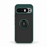 Google Pixel - Magnetic Ring Stand Matte Phone Case in dark charcoal with a teal bumper, matte back and central ring stand