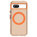 Google Pixel - MagSafe phone case in clear beige with orange edging and a bold orange magnetic ring on the back