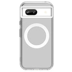 Google Pixel - MagSafe phone case in clear and light gray with a white magnetic ring and raised camera cutout