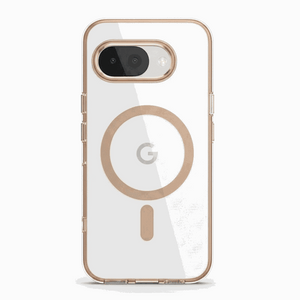 Google Pixel - MagSafe Hybrid Phone Case with a clear back, champagne-gold edges and matching magnetic ring