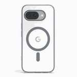 Google Pixel - MagSafe Hybrid Phone Case in clear white finish with a grey magnetic ring and dual-camera cutout