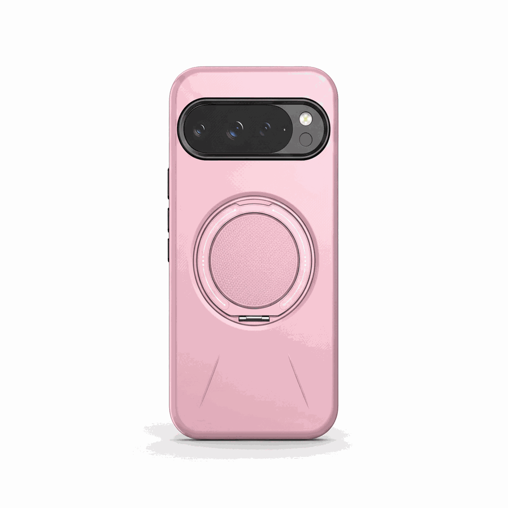 Phone case, Google Pixel - MagSafe Magnetic Ring design in pink with a textured circular magnetic ring and raised camera surround
