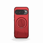 Phone case in glossy red with a black camera cutout and a built-in circular rotating ring bracket, Google Pixel - MagSafe Magnetic Ring