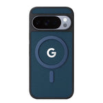 Google Pixel - MagSafe Textured phone case in dark teal with a woven surface, black edges and blue magnetic ring