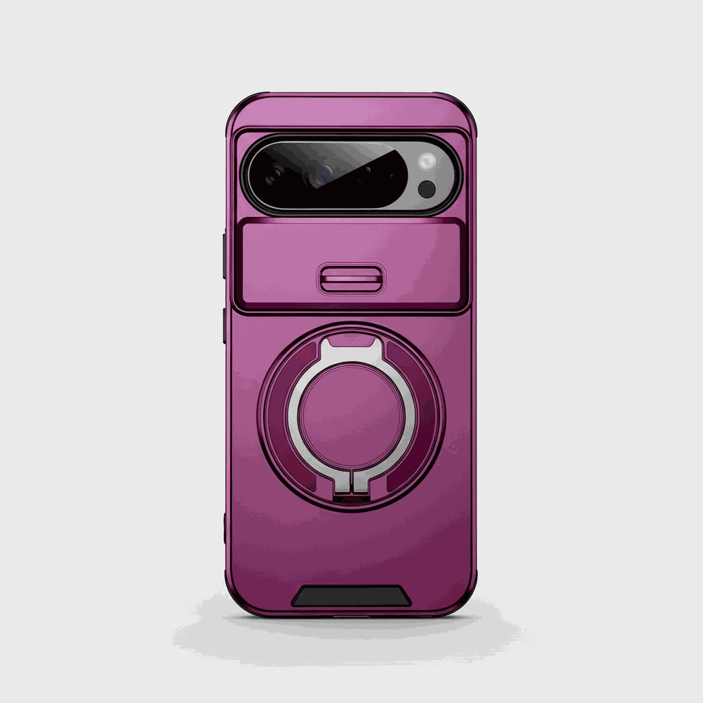Google Pixel - Matte Finish phone case in magenta with a smooth surface, raised camera cover, and circular ring holder