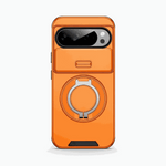 Google Pixel - Matte Finish phone case in bright orange with a raised camera cover and circular ring holder
