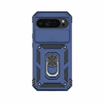 Google Pixel - Matte Magnetic Ring Holder Phone Case in blue with a rugged geometric shell and central metal ring stand