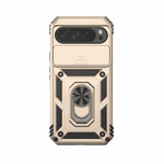 Google Pixel - Matte Magnetic Ring Holder Phone Case in champagne beige with a rugged geometric shell and centered ring stand.
