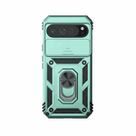 Google Pixel - Matte Magnetic Ring Holder Phone Case in mint green with rugged geometric panels and a central ring holder
