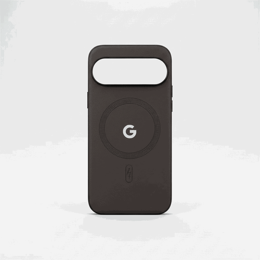 Google Pixel - Matte Plain Skin phone case in dark charcoal matte finish, with a large camera cutout and centered magnetic ring.