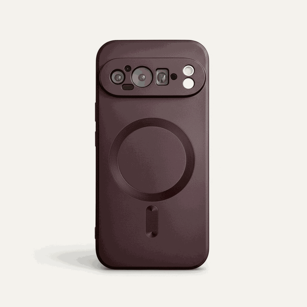Google Pixel - Metallic Matte MagSafe Phone Case in dark mauve with a smooth matte finish, raised camera surround and magnetic ring