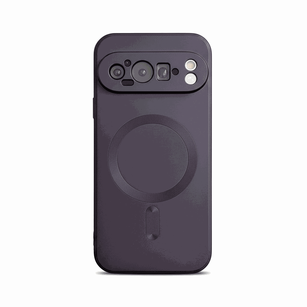 Google Pixel - Metallic Matte MagSafe Phone Case in dark purple with a smooth matte finish, raised camera rim and circular magnet ring.