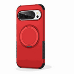 Google Pixel bumper case in red with a textured finish, black reinforced corners and a circular rotating magnetic ring stand