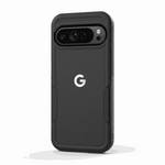 Google Pixel - Rugged Phone Case in black with a matte backplate, textured side grips, raised edges and camera cutout