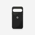 Google Pixel - Smooth Skin Feel phone case in black with a smooth matte finish, large pill-shaped camera cutout and silver G logo