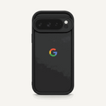 Google Pixel - Soft Phone Case in black with a smooth finish, raised camera edges and a colourful G logo