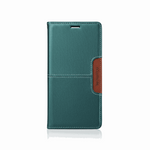Google Pixel flip wallet case in teal textured leather-look material with contrast stitching and a brown magnetic closure tab