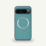 Google Pixel - Textured Magnetic MagSafe Phone Case in teal woven-look material with a silver magnetic ring and black camera cutout