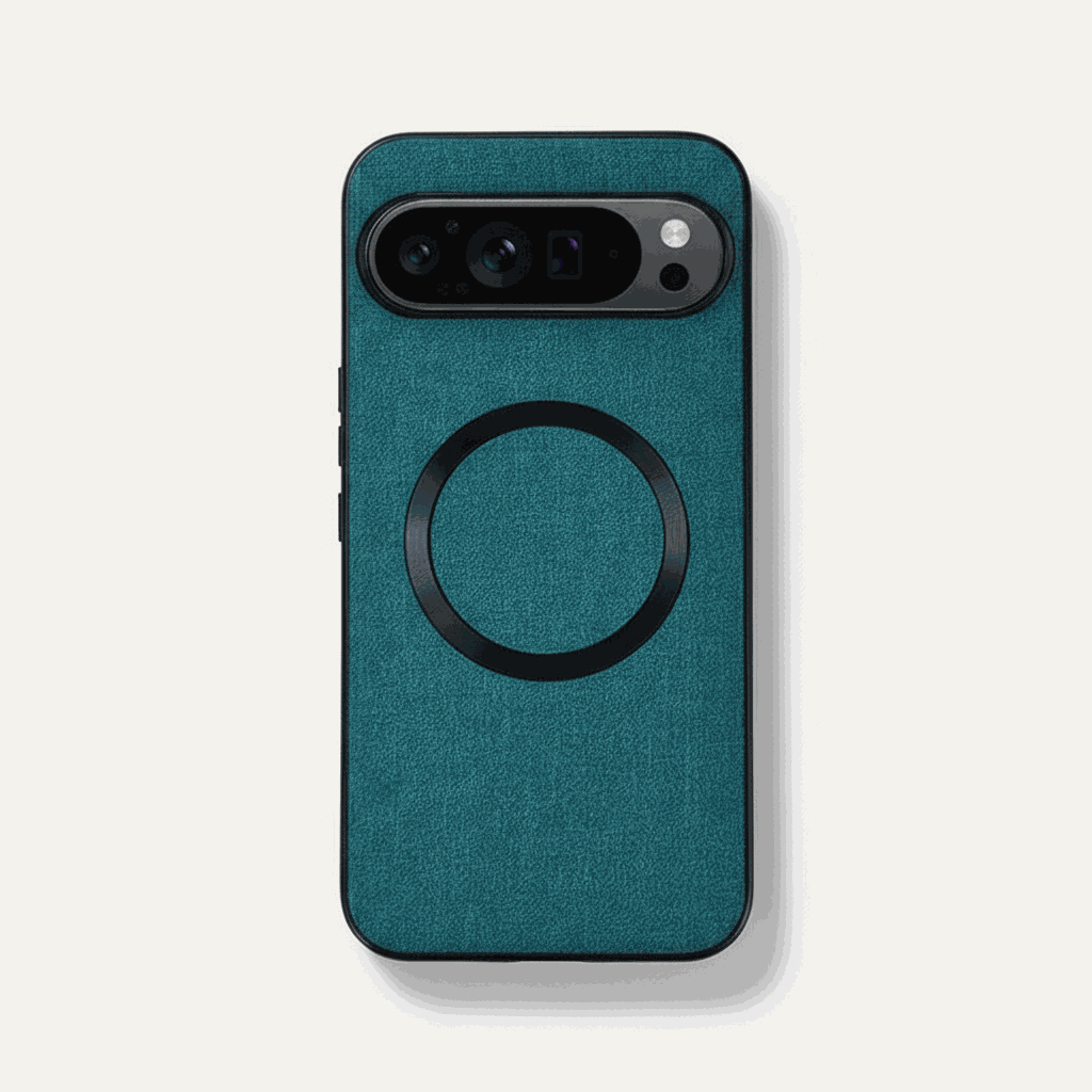 Google Pixel - Textured Magnetic MagSafe Phone Case in teal with a woven-look finish and black magnetic ring