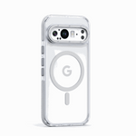 Google Pixel - Transparent Magnetic Scratch Resistant Case in clear plastic, with a circular magnetic ring and raised camera surround