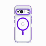 Google Pixel - Transparent Magnetic Scratch Resistant Case, clear shell with vivid purple magnetic ring and camera trim
