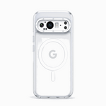 Google Pixel - Transparent Magnetic Scratch Resistant Case, clear rigid shell with a white magnetic ring and raised camera rim