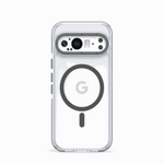Google Pixel - Transparent Magnetic Scratch Resistant Case with a clear shell, gray magnetic ring, and elongated camera cutout