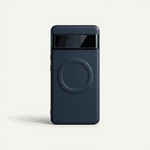 Google Pixel - Woven-Look phone case in dark navy with diagonal textured finish, magnetic ring and raised bumper