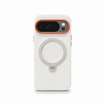 Google Pixel - Woven-Look Magnetic phone case in white with a textured woven surface and silver ring bracket