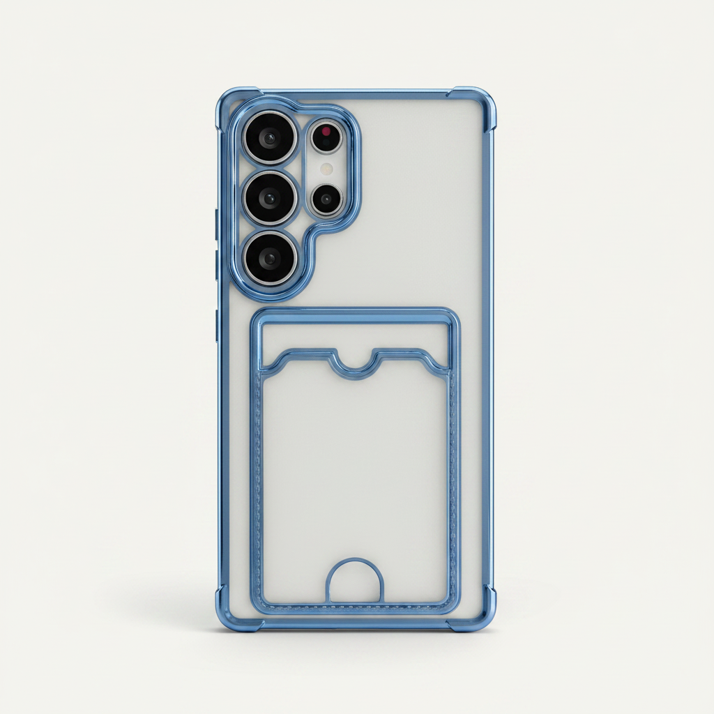 Samsung Galaxy - Clear Shockproof Silicone Case with Card Wallet by Mobile Supplies Online