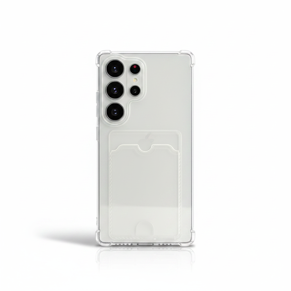 Samsung Galaxy - Clear Shockproof Silicone Case with Card Wallet by Mobile Supplies Online