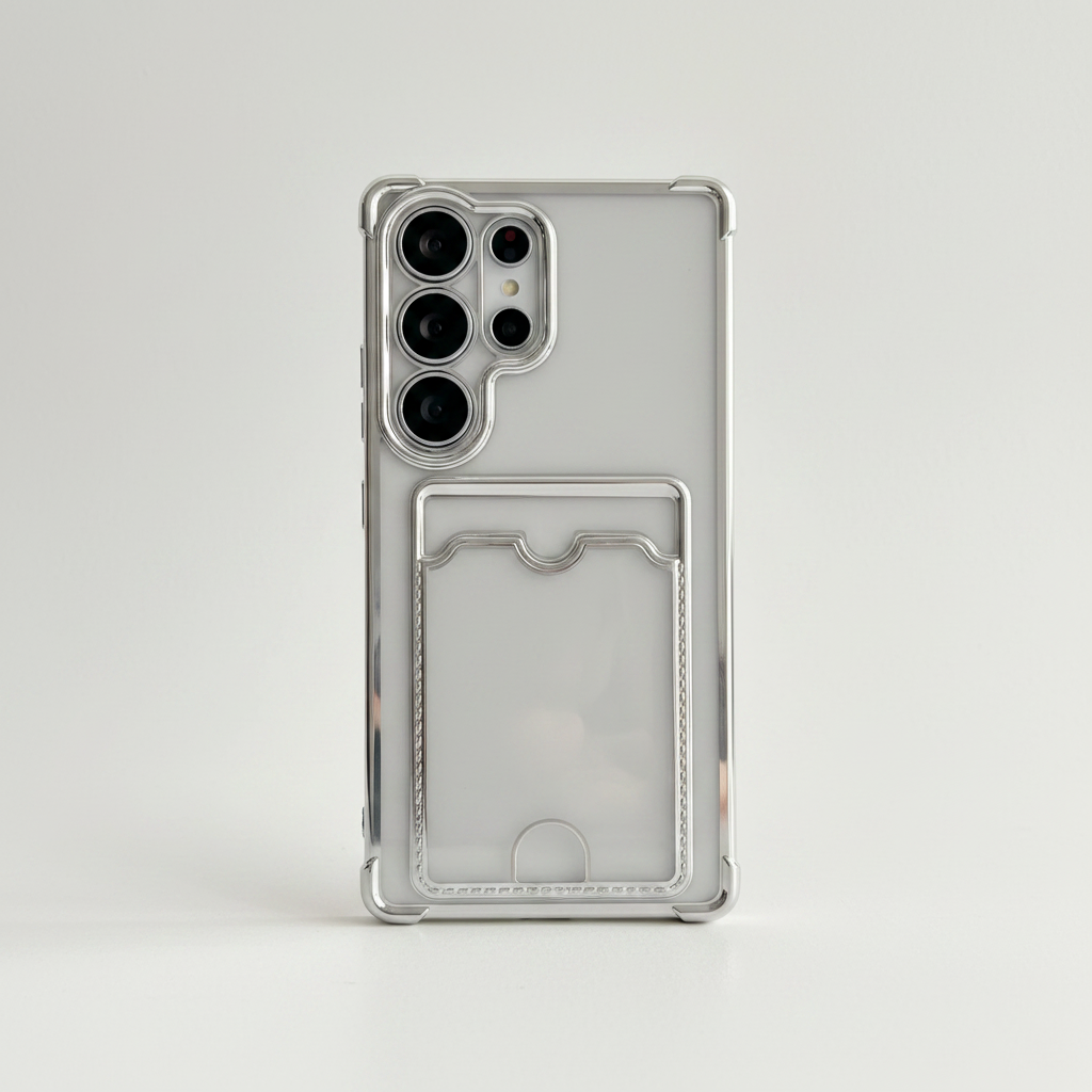 Samsung Galaxy - Clear Shockproof Silicone Case with Card Wallet by Mobile Supplies Online