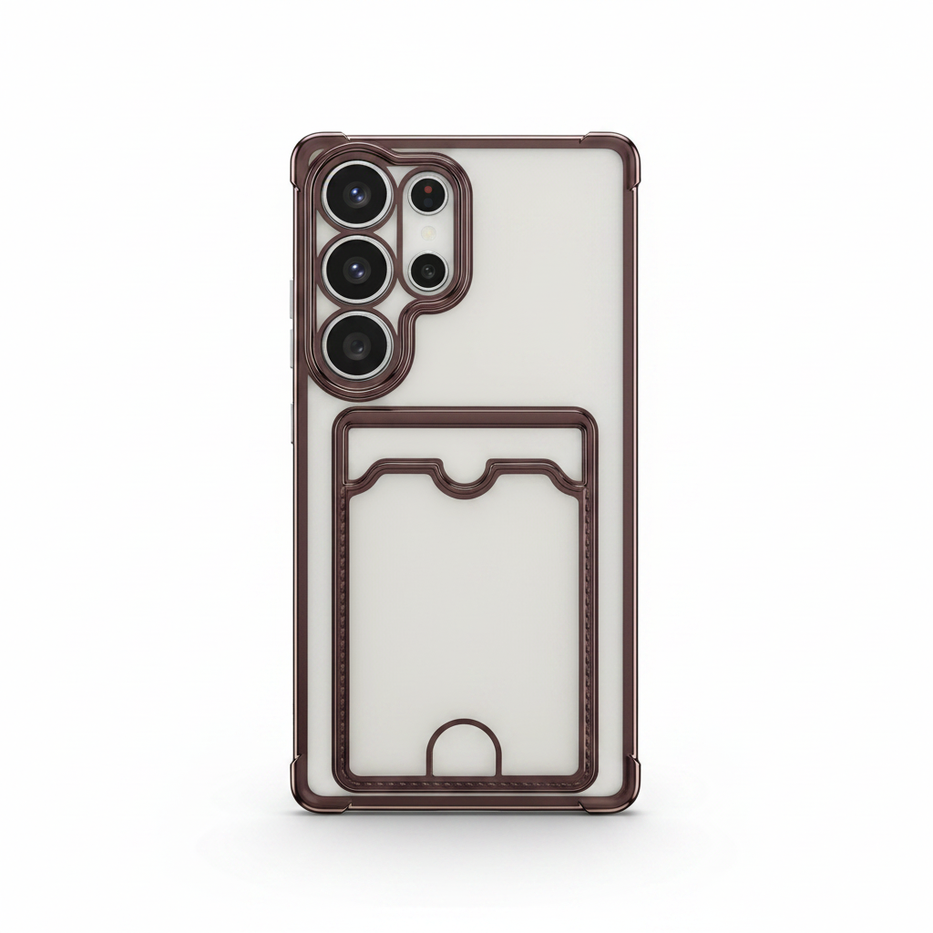 Samsung Galaxy - Clear Shockproof Silicone Case with Card Wallet by Mobile Supplies Online