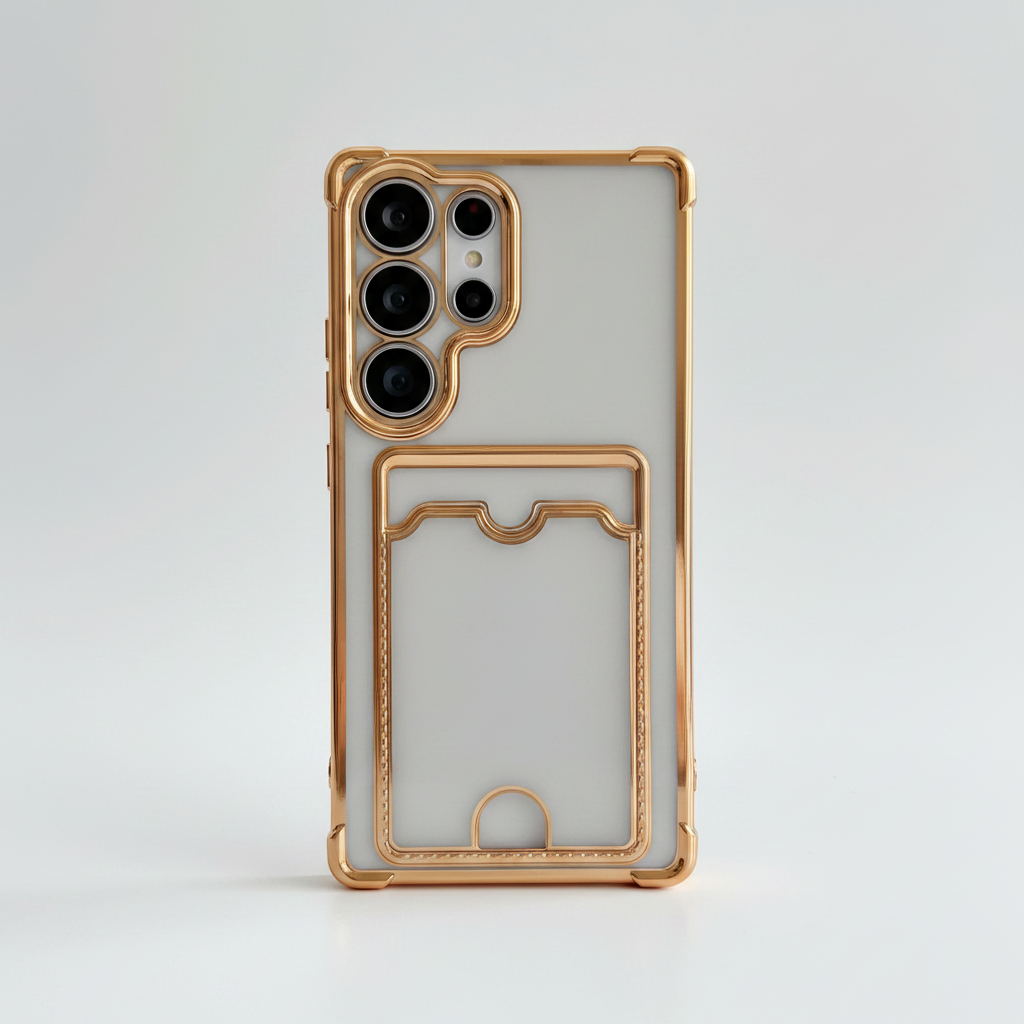 Samsung Galaxy - Clear Shockproof Silicone Case with Card Wallet by Mobile Supplies Online