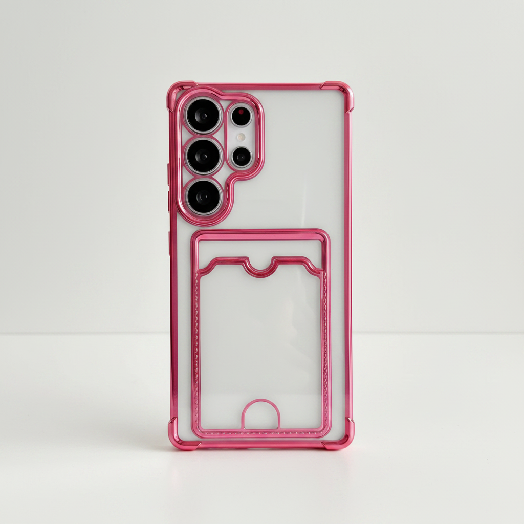 Samsung Galaxy - Clear Shockproof Silicone Case with Card Wallet by Mobile Supplies Online