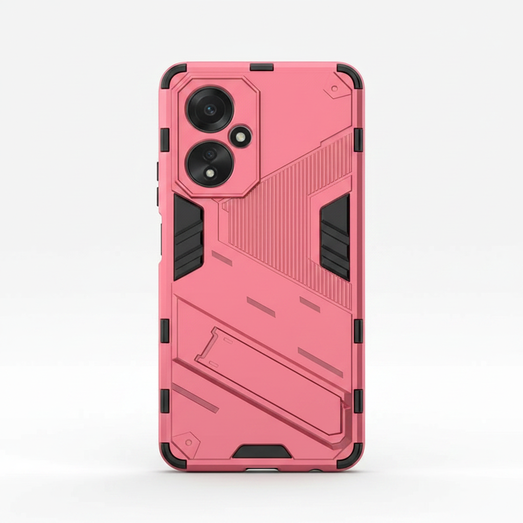 Mobile Supplies Online pink rugged shockproof phone case with integrated kickstand and camera protection for Oppo