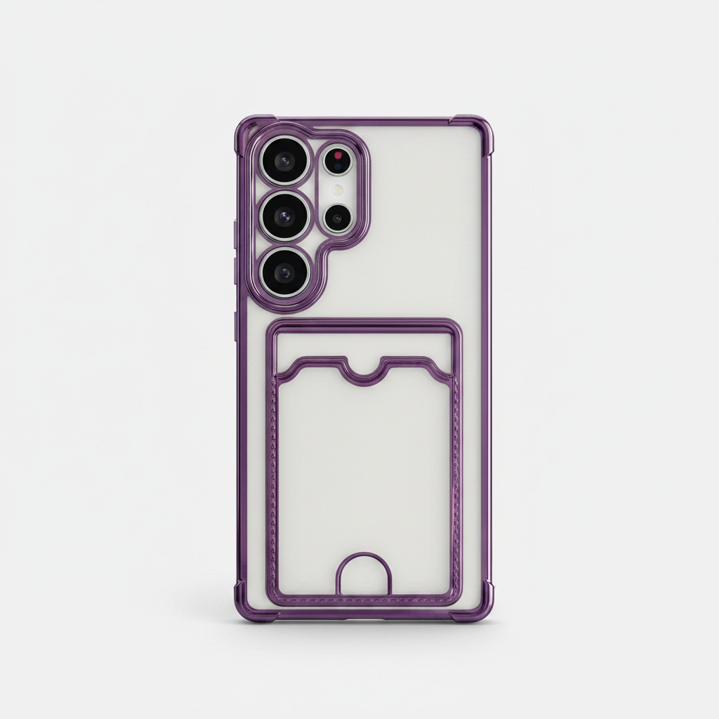 Samsung Galaxy - Clear Shockproof Silicone Case with Card Wallet by Mobile Supplies Online