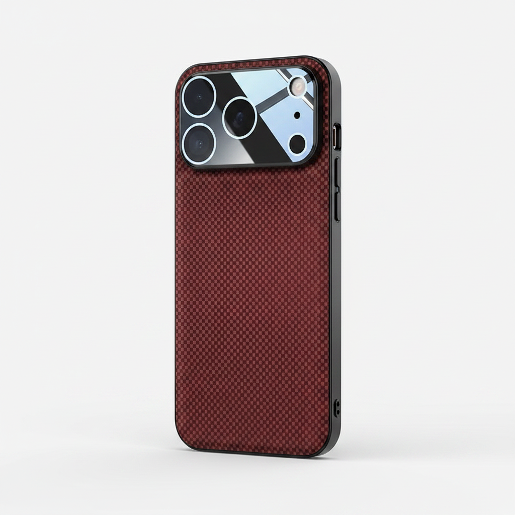 Mobile Supplies Online ultra-thin iPhone case in red carbon fiber texture with a protective camera bumper