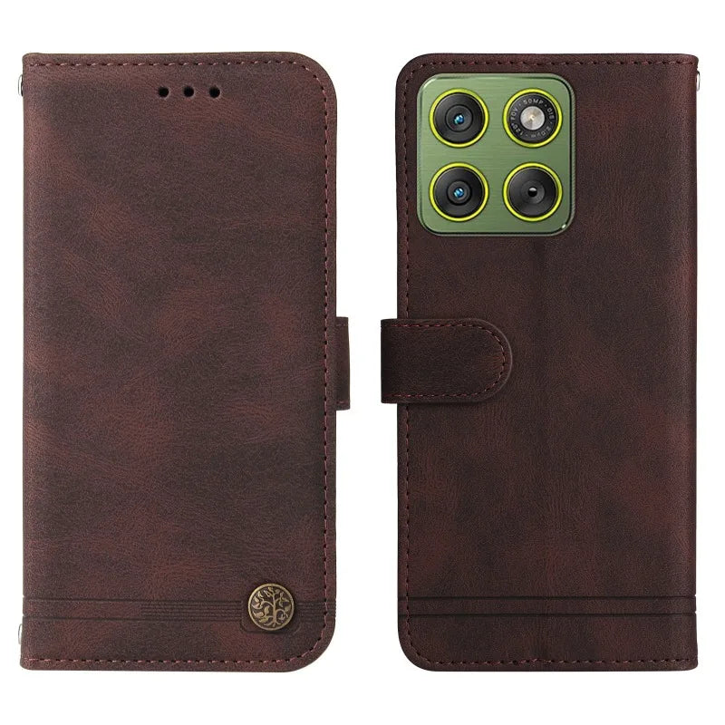 Motorola Edge - Leather Look Flip Wallet Case