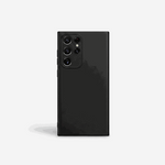 Samsung Galaxy phone case in black matte finish, with a slim rectangular profile and raised multi-camera cutout