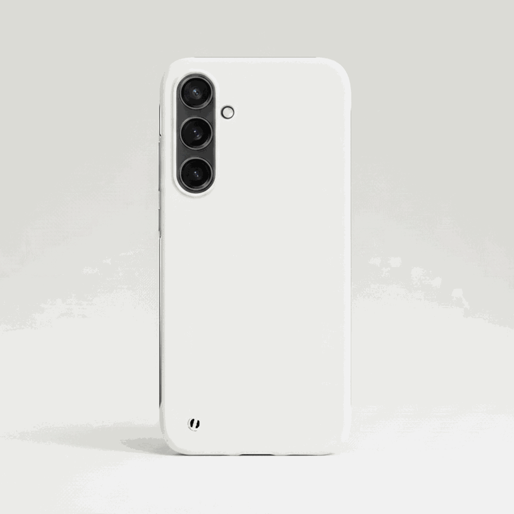 Samsung Galaxy - Borderless Candy Matte Color Hard Case in smooth white matte hard shell with slim edges and camera cutouts.