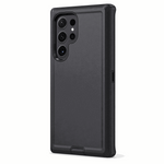 Samsung Galaxy rugged phone case in charcoal black with a textured back, reinforced edges and raised camera surround