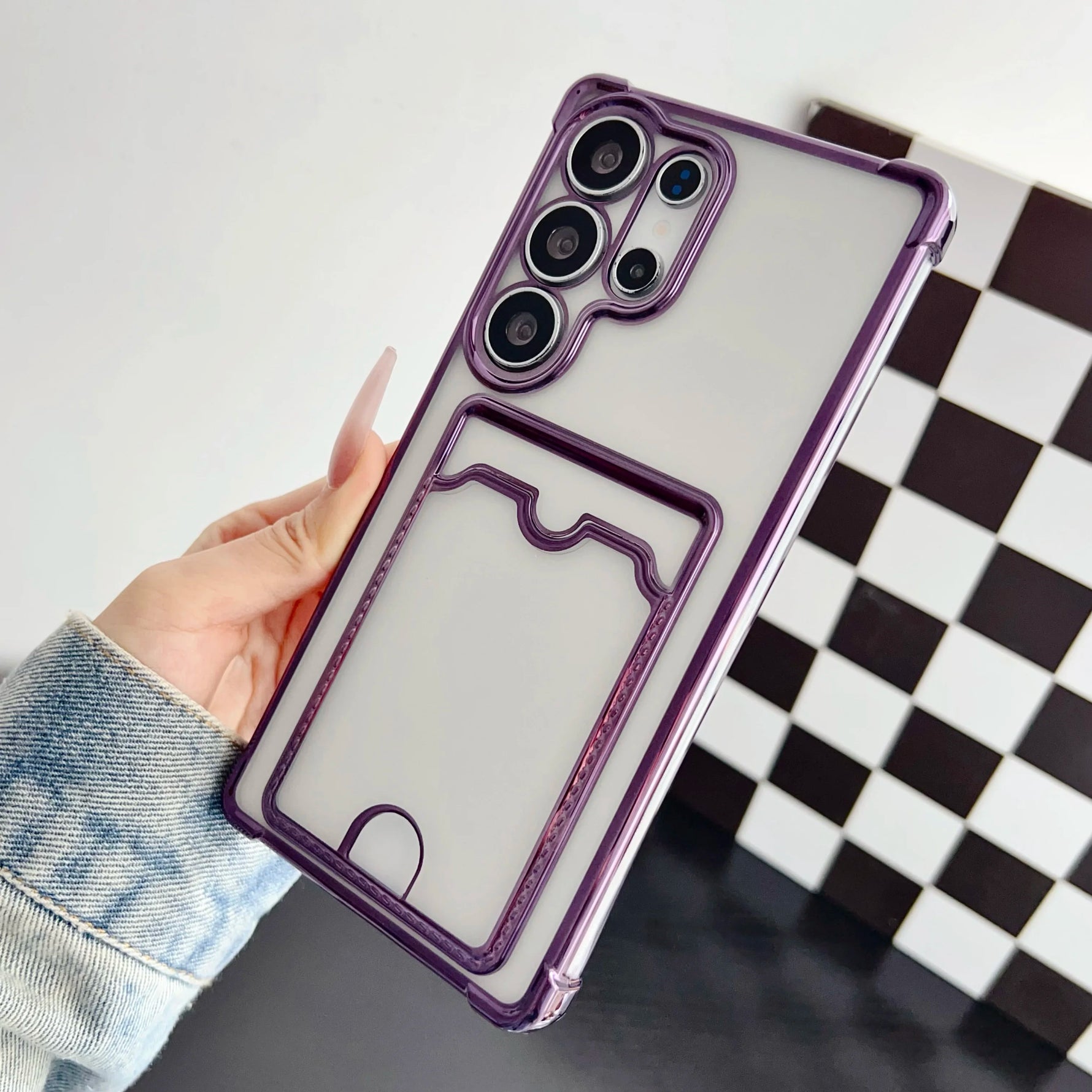 Samsung Galaxy - Clear Shockproof Silicone Case with Card Wallet