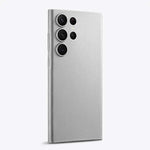 Samsung Galaxy - Contemporary phone with a silver matte finish, three prominent rear cameras and raised side buttons