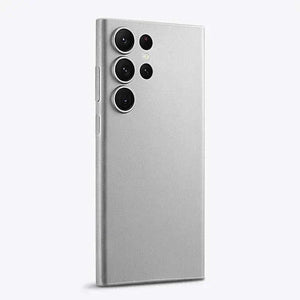 Samsung Galaxy - Contemporary phone with a silver matte finish, three prominent rear cameras and raised side buttons