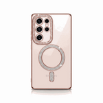 Samsung Galaxy - Diamond Glitter Clear MagSafe Case in blush pink with clear glitter detailing, a glitter-ring magnetic mount and reinforced edges