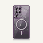 Samsung Galaxy - Diamond Glitter Clear MagSafe Case with a smoky purple transparent back, glitter trim and magnetic ring
